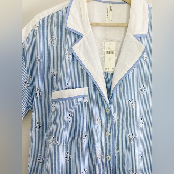 Anthropologie Cezzane Striped Eyelet Dress size M new with tag nwt blue - Picture 4 of 7